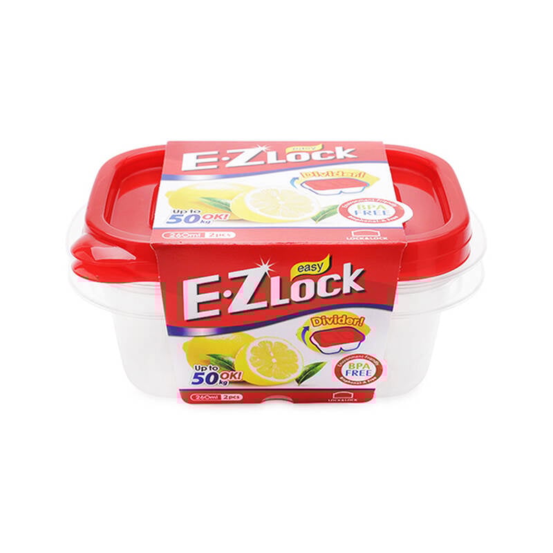 Bộ 2 Hộp Nhựa Ezlock Nắp Đỏ 260ML - HLE7204S, , large image number null
